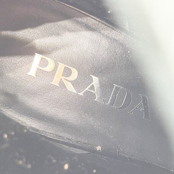 Prada Black Leather Square Toe Block Heel Platform Chelsea Ankle Boot IT 37.5 - Picture 13 of 13